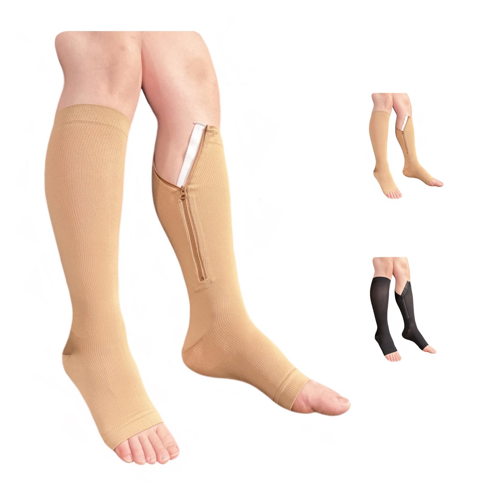 Hotfiary Zipper Compression Socks 20-30 mmHg Compression Stockings
