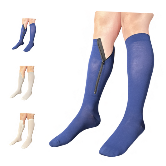 Open Toe Inside Leg Calf Zipper 30-40 mmHg Grade 3 Compression Socks